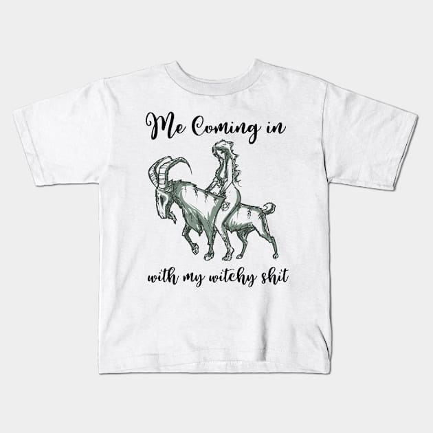 Wicca Pagan Witch Wiccan Goat Witchcraft Goth Witchy Gothic Kids T-Shirt by TellingTales